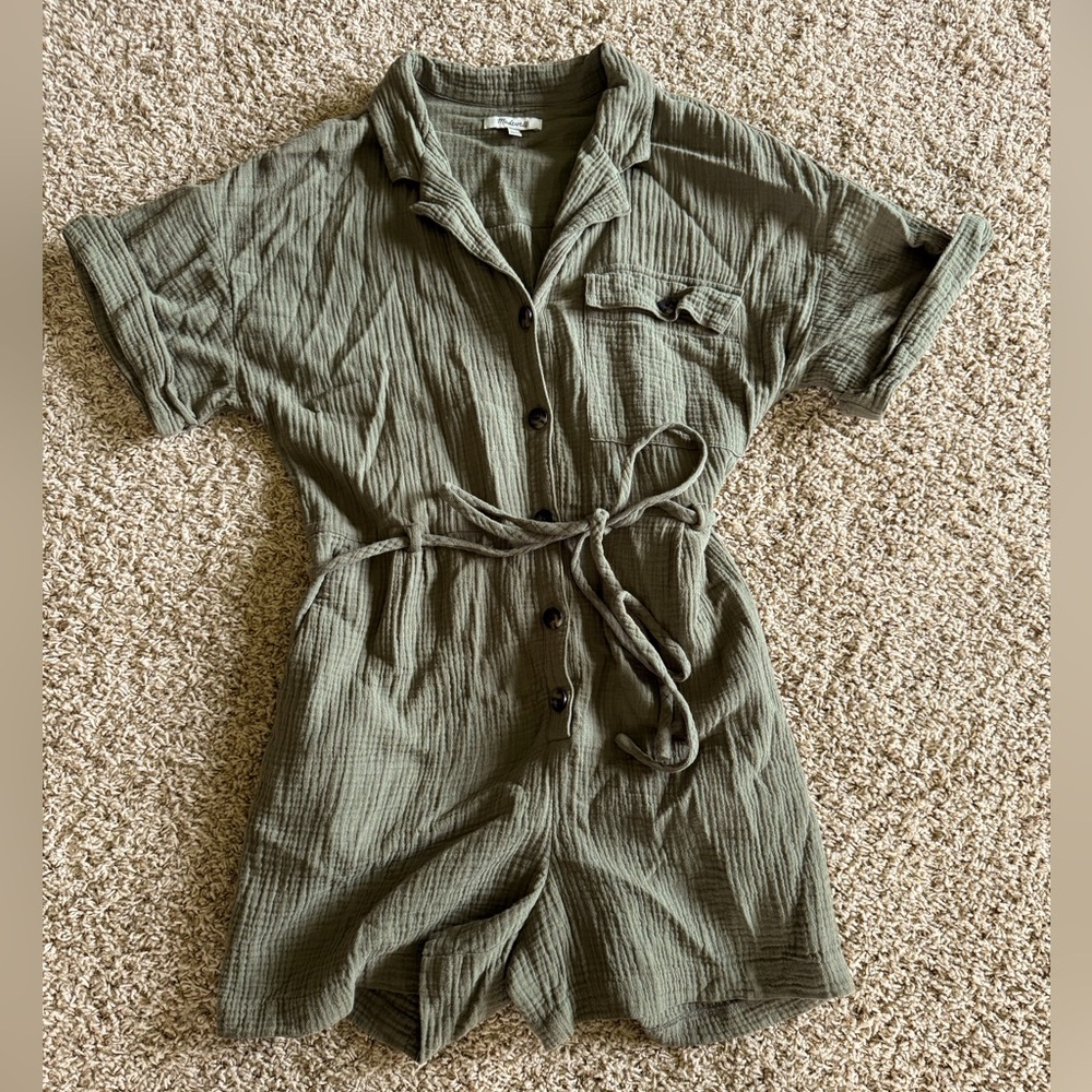 Madewell Lightspun Belted Safari Romper - Madewell romper cotton